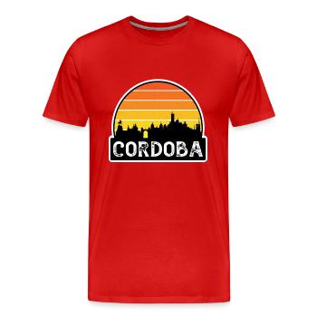Cordoba Argentine Flag Skyline Souvenir de voyage - T-shirt bio Premium Homme - rouge - Devant - Damien (186cm)