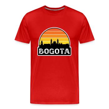 Bogota Colombia Flag Skyline Travel Souvenir - Men's Premium Organic T-Shirt - red - Front - Damien (186cm)
