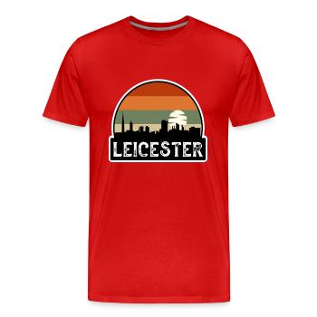 Leicester England Flag Skyline Travel Souvenir - Men's Premium Organic T-Shirt - red - Front - Damien (186cm)