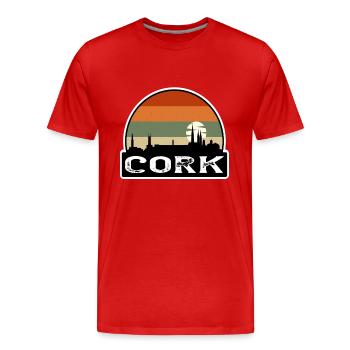 Cork Ireland Flag Skyline Travel Souvenir - Men's Premium Organic T-Shirt - red - Front - Damien (186cm)