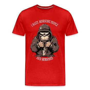 Monkey Monkey Morgenmuffel - Je déteste les gens du matin - T-shirt bio Premium Homme - rouge - Devant - Damien (186cm)