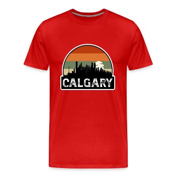 Calgary Canada Flag Skyline Travel Souvenir - Men's Premium Organic T-Shirt - red - Front - Damien (186cm)