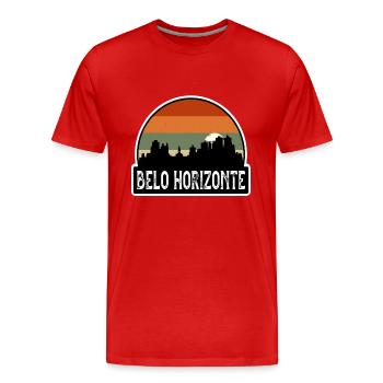 Belo Horizonte Brazil Flag Skyline Travel Souvenir - Men's Premium Organic T-Shirt - red - Front - Damien (186cm)