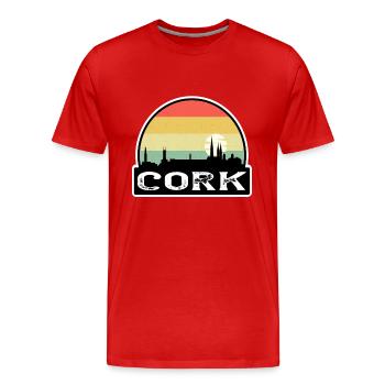Cork Ireland Flag Skyline Travel Souvenir - Men's Premium Organic T-Shirt - red - Front - Damien (186cm)