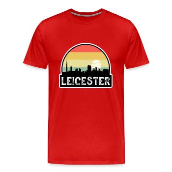 Leicester England Flag Skyline Travel Souvenir - Men's Premium Organic T-Shirt - red - Front - Damien (186cm)