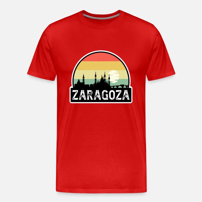 Zaragoza Spanien Flagge Skyline Reise-Souvenir - Männer Premium Bio T-Shirt - Rot