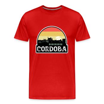 Cordoba Espagne Flag Skyline Souvenir de voyage - T-shirt bio Premium Homme - rouge - Devant - Damien (186cm)