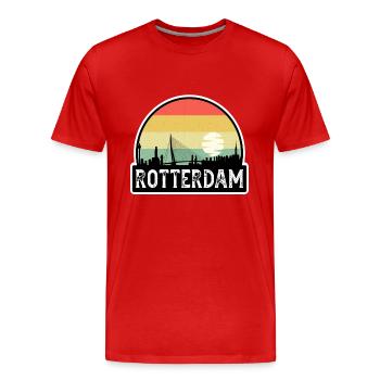 Rotterdam Pays-Bas Flag Skyline Souvenir de voyage - T-shirt bio Premium Homme - rouge - Devant - Damien (186cm)