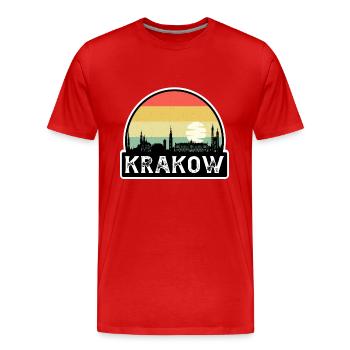 Krakau Polen Flagge Skyline Reisesouvenir - Männer Premium Bio T-Shirt - Rot - Vorne - Damien (186cm)