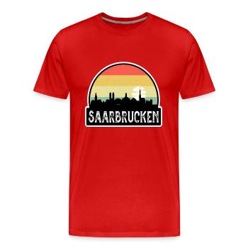 Sarrebruck Allemagne Flag Skyline Souvenir de voyage - T-shirt bio Premium Homme - rouge - Devant - Damien (186cm)