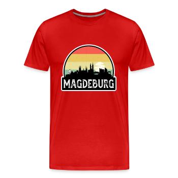 Magdebourg Allemagne Flag Skyline Souvenir de voyage - T-shirt bio Premium Homme - rouge - Devant - Damien (186cm)