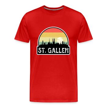 St. Gallen Switzerland Flag Skyline Travel Souveni - Men's Premium Organic T-Shirt - red - Front - Damien (186cm)