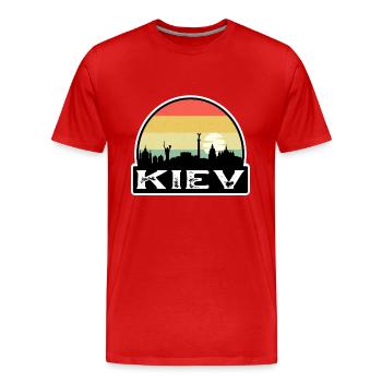 Kiew Ukraine Flagge Skyline Reisesouvenir - Männer Premium Bio T-Shirt - Rot - Vorne - Damien (186cm)