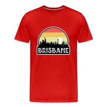 Brisbane Australie Flag Skyline Souvenir de voyage - T-shirt bio Premium Homme - rouge - Devant - Damien (186cm)