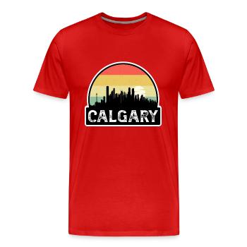 Calgary Canada Flag Skyline Souvenir de voyage - T-shirt bio Premium Homme - rouge - Devant - Damien (186cm)