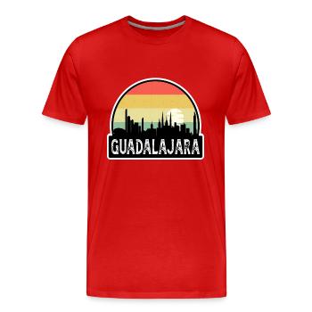 Guadalajara Mexique Flag Skyline Souvenir de voyage - T-shirt bio Premium Homme - rouge - Devant - Damien (186cm)