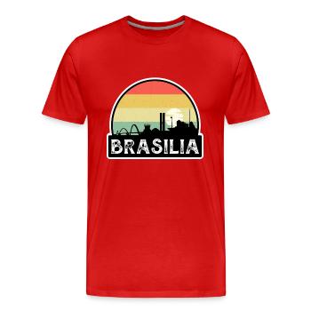 Brasilia Brazil Flag Skyline Travel Souvenir - Men's Premium Organic T-Shirt - red - Front - Damien (186cm)