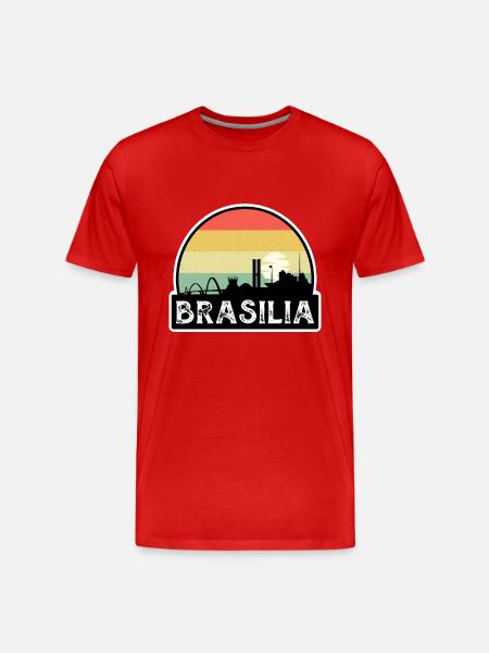 Brasilia Brasil Flagg Skyline Reise Souvenir - Premium økologisk T-skjorte for menn - rød