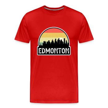 Edmonton Canada Flag Skyline Souvenir de voyage - T-shirt bio Premium Homme - rouge - Devant - Damien (186cm)
