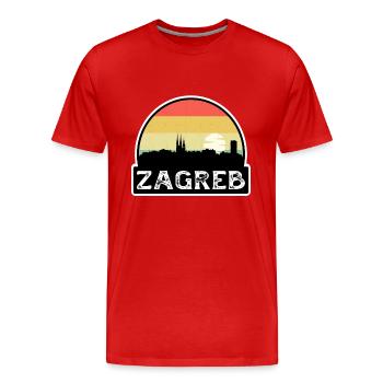 Zagreb, Kroatien, Flagge, Skyline, Reisesouvenir - Männer Premium Bio T-Shirt - Rot - Vorne - Damien (186cm)