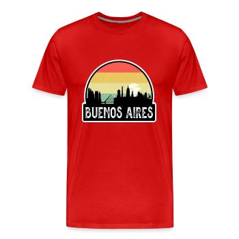 Buenos Aires Argentine Flag Skyline Travel Souveni - T-shirt bio Premium Homme - rouge - Devant - Damien (186cm)