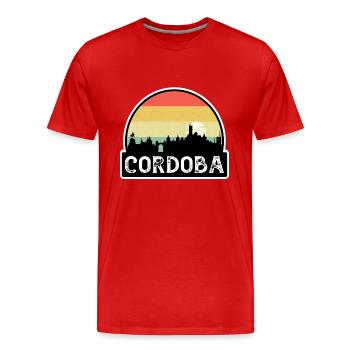 Cordoba Argentine Flag Skyline Souvenir de voyage - T-shirt bio Premium Homme - rouge - Devant - Damien (186cm)