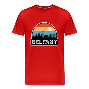 Belfast Irlande du Nord Flag Skyline Travel Souve - T-shirt bio Premium Homme - rouge - Devant - Damien (186cm)