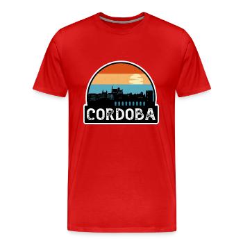 Cordoba Espagne Flag Skyline Souvenir de voyage - T-shirt bio Premium Homme - rouge - Devant - Damien (186cm)
