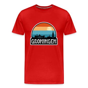 Groningue Pays-Bas Flag Skyline Souvenir de voyage - T-shirt bio Premium Homme - rouge - Devant - Damien (186cm)