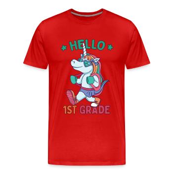 Hello 1st Grade - Hello First Grade Rocks - Männer Premium Bio T-Shirt - Rot - Vorne - Damien (186cm)