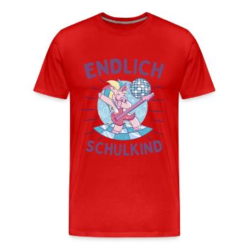Endlich Schulkind 1. Klasse Einschulung - Männer Premium Bio T-Shirt - Rot - Vorne - Damien (186cm)