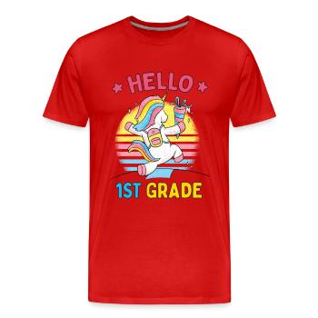 Hello 1st Grade - Hello First Grade Rocks - Männer Premium Bio T-Shirt - Rot - Vorne - Damien (186cm)