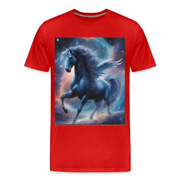 Pegasos (Pegasus) dans l’espace - Weltenwanderer - T-shirt bio Premium Homme - rouge - Devant - Damien (186cm)