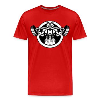wolf with barbell - Men's Premium Organic T-Shirt - red - Front - Damien (186cm)