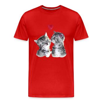 VERLIEBTE 💘 KÄTZCHEN - Männer Premium Bio T-Shirt - Rot - Vorne - Damien (186cm)