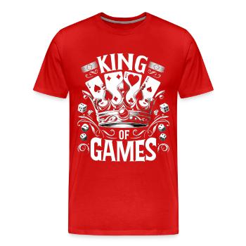 Herrscher des Kartenspiels: Krone und Skat - Männer Premium Bio T-Shirt - Rot - Vorne - Damien (186cm)