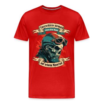 Alter Mann Motorrad Motorradfahrer Biker - Männer Premium Bio T-Shirt - Rot - Vorne - Damien (186cm)