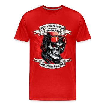 Alter Mann Motorrad Motorradfahrer Biker - Männer Premium Bio T-Shirt - Rot - Vorne - Damien (186cm)