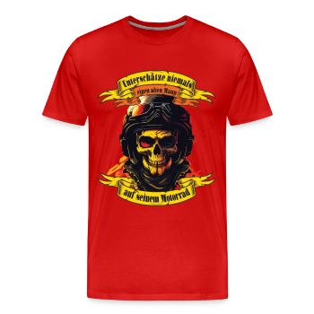 Alter Mann Motorrad Motorradfahrer Biker - Männer Premium Bio T-Shirt - Rot - Vorne - Damien (186cm)