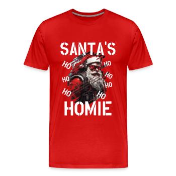 Santa Witzige Weihnachten Outfit Weihnachtsbaum - Männer Premium Bio T-Shirt - Rot - Vorne - Damien (186cm)