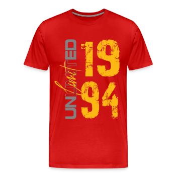 Légende du 30e anniversaire depuis 1994 - T-shirt bio Premium Homme - rouge - Devant - Damien (186cm)