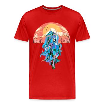 Wilderness Fantasy Cheval sauvage Chevaux Poney Étalon Coloré - T-shirt bio Premium Homme - rouge - Devant - Damien (186cm)