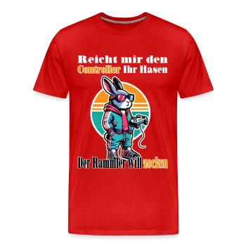 Reicht mit den Controller Hase zocken - Männer Premium Bio T-Shirt - Rot - Vorne - Damien (186cm)