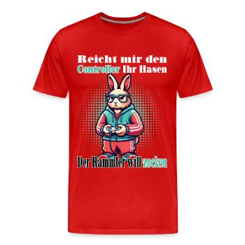 Reicht mit den Controller Hase zocken - Männer Premium Bio T-Shirt - Rot - Vorne - Damien (186cm)