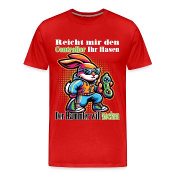 Reicht mit den Controller Hase zocken - Männer Premium Bio T-Shirt - Rot - Vorne - Damien (186cm)
