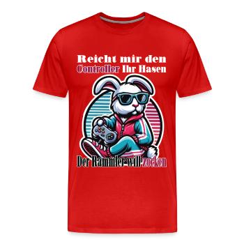 Reicht mit den Controller Hase zocken - Männer Premium Bio T-Shirt - Rot - Vorne - Damien (186cm)