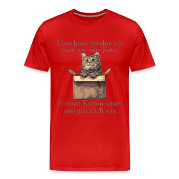 Katze im Karton Katzenmama und Katzenfan - Männer Premium Bio T-Shirt - Rot - Vorne - Damien (186cm)