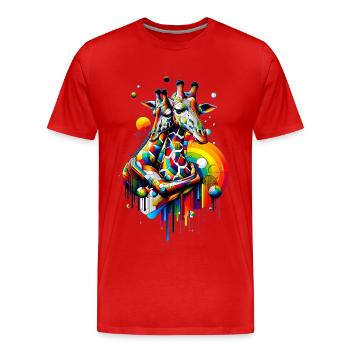 Giraffen Duo - Bunte Serengeti - Männer Premium Bio T-Shirt - Rot - Vorne - Damien (186cm)