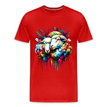 Technicolor Dreams - Neon Sheep - Männer Premium Bio T-Shirt - Rot - Vorne - Damien (186cm)
