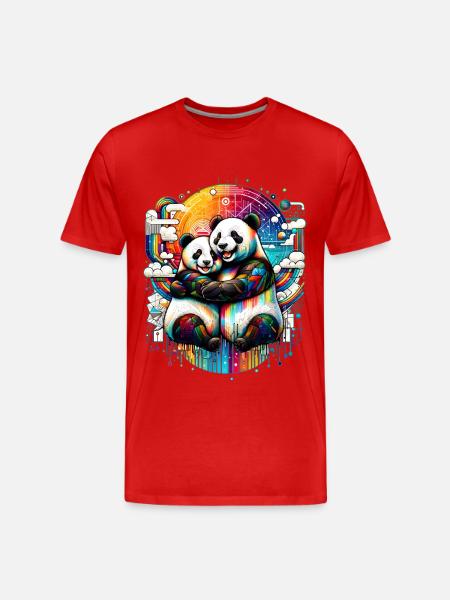 Pandaträume - Bunte Umarmung - Männer Premium Bio T-Shirt - Rot